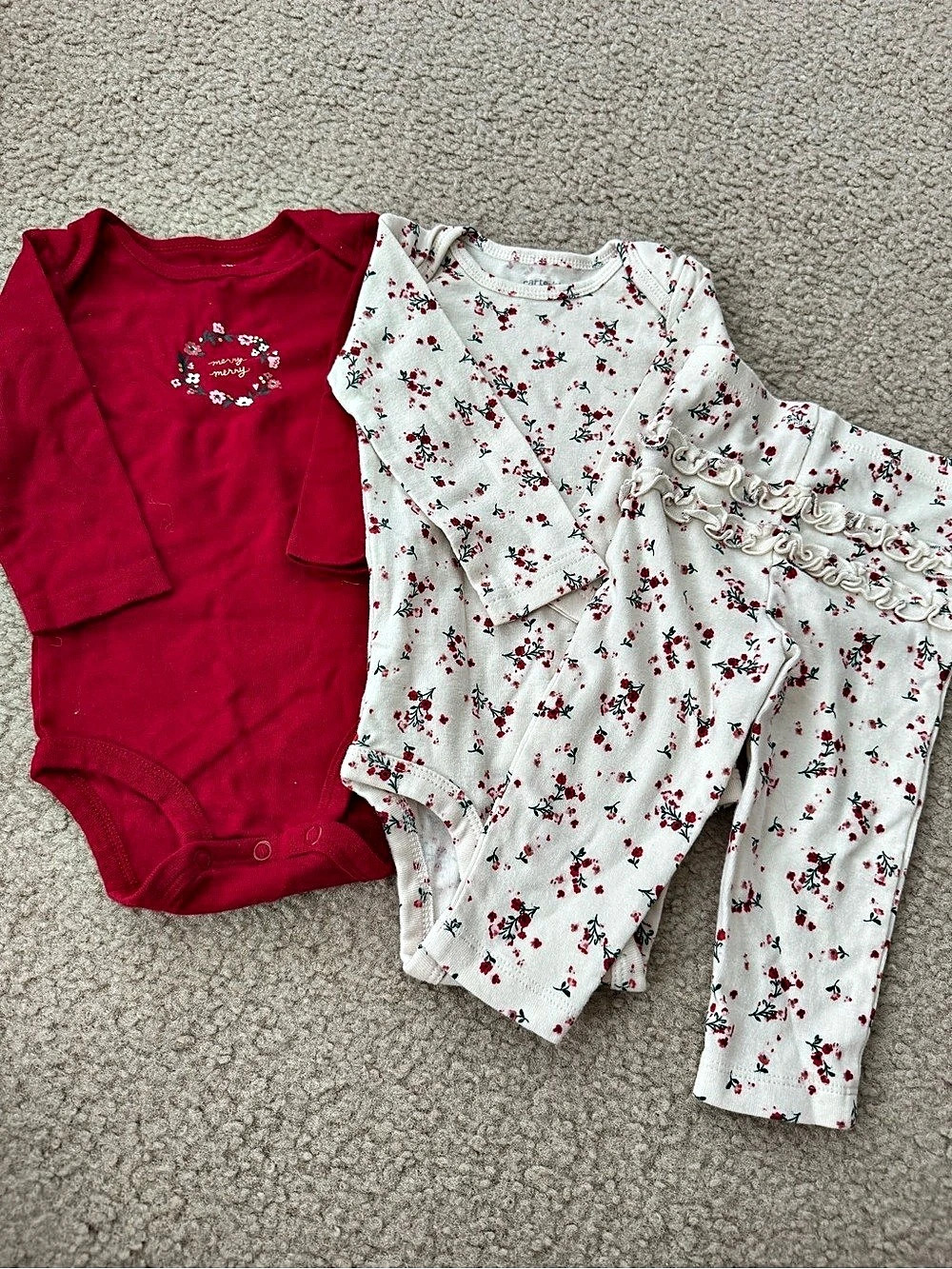 Carter's Baby Girl 3-Piece Floral Merry Cotton Bodysuits & Pant Set Bodysuit Set